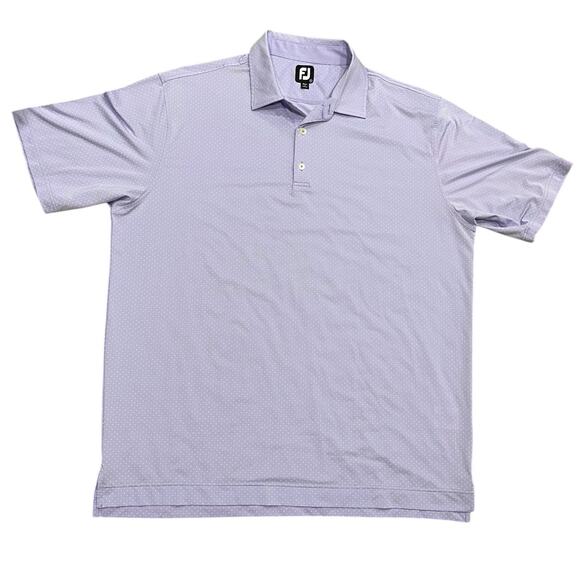 FootJoy Golf Polo Performance Polka Dot Men’s 2XL Purple Stretch Wicking Logo - Picture 2 of 8